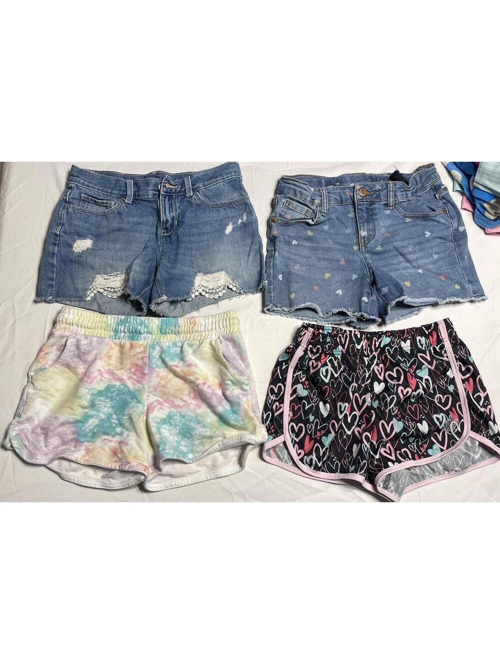 Girls shorts set of 4 girls 10/12 denim and athletic